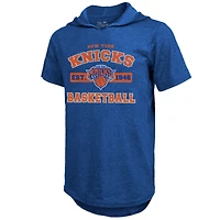 T-shirt à capuche tri-blend Majestic Threads Royal New York Knicks pour homme