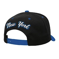 Men's Mitchell & Ness Black/Blue New York Knicks Backside Script 2-Tone Pro Crown Adjustable Hat
