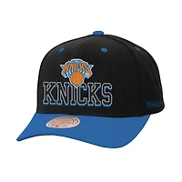 Men's Mitchell & Ness Black/Blue New York Knicks Backside Script 2-Tone Pro Crown Adjustable Hat