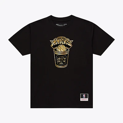 Men's Mitchell & Ness New York Knicks 2026 NBA Finals Champions Gold Coffee Cup T-Shirt