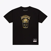 Men's Mitchell & Ness New York Knicks 2026 NBA Finals Champions Gold Coffee Cup T-Shirt