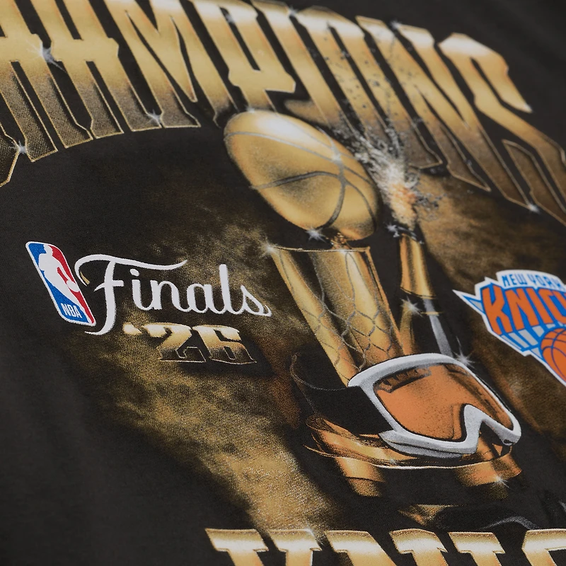 T-shirt noir Mitchell & Ness pour homme, New York Knicks, champions des finales NBA 2026
