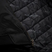 Veste bomber zippée Mitchell & Ness noire New York Knicks en satin chromé pour homme