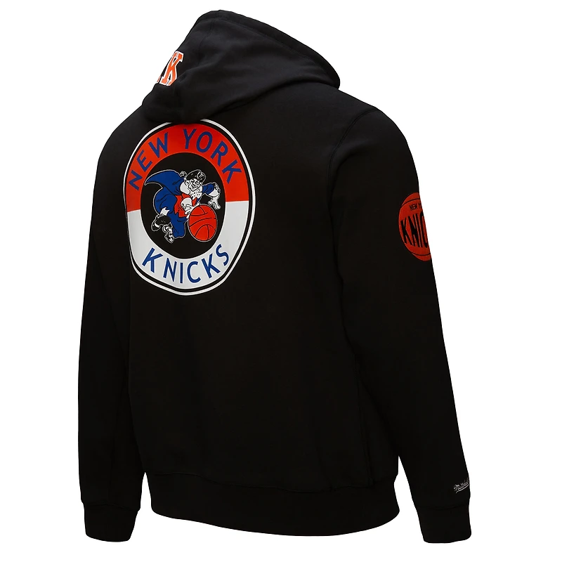 Men's Mitchell & Ness Black New York Knicks Hardwood Classics Blackout Collection Pullover Hoodie