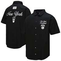 Men's Mitchell & Ness Black New York Knicks Hardwood Classics Camp Shirt