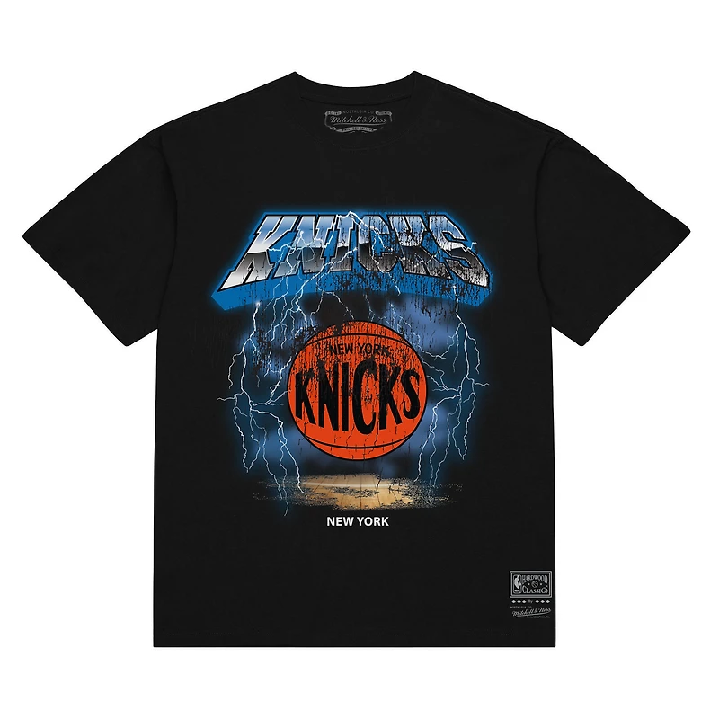 Men's Mitchell & Ness Black New York Knicks Lightning T-Shirt