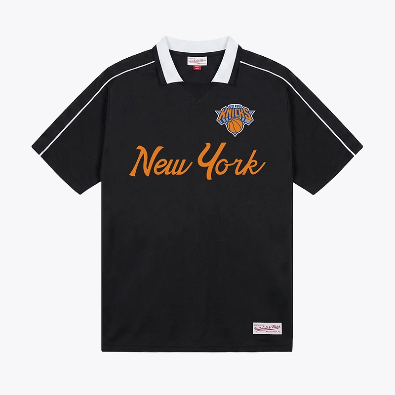 Men's Mitchell & Ness Black New York Knicks Polo Jersey