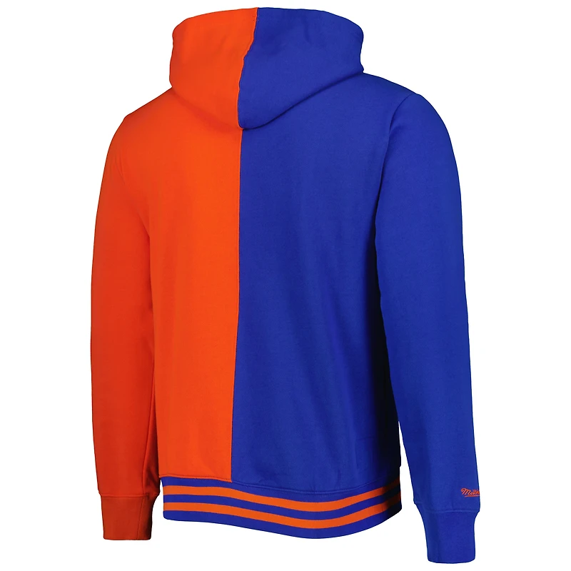 Chandail à capuchon fendu Big & Tall Hardwood Classics des New York Knicks Mitchell Ness pour homme, bleu/orange
