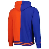 Chandail à capuchon fendu Big & Tall Hardwood Classics des New York Knicks Mitchell Ness pour homme, bleu/orange