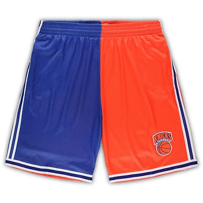 Men's Mitchell & Ness Blue/Orange New York Knicks Big Tall Hardwood Classics Split Swingman Shorts