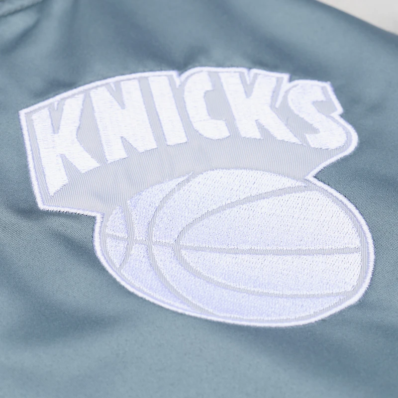 Men's Mitchell & Ness Blue/Silver New York Knicks Thunderstorm Lightweight Satin Full-Snap Jacket