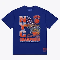 Men's Mitchell & Ness  Blue New York Knicks 1973 NBA Finals Champions Net T-Shirt