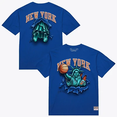 Men's Mitchell & Ness Blue New York Knicks Breakthrough T-Shirt
