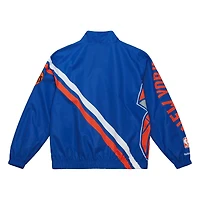 Veste d'échauffement zippée bleue à logo éclaté des New York Knicks pour homme Mitchell & Ness
