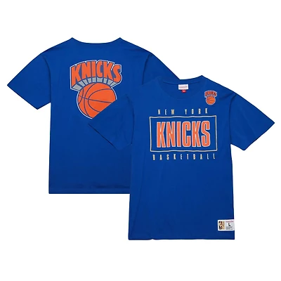 T-shirt Mitchell & Ness bleu pour homme, logo vintage premium Hardwood Classics Team OG 2.0 des New York Knicks