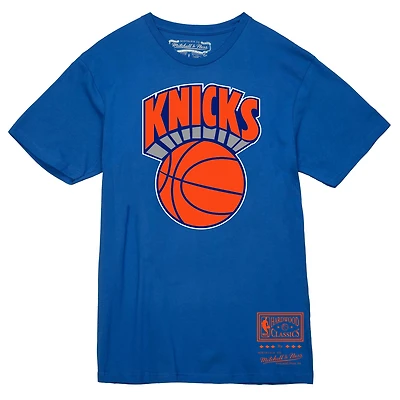 T-shirt Mitchell & Ness bleu pour homme avec logo vintage Hardwood Classics des New York Knicks