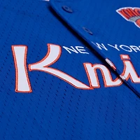 Men's Mitchell & Ness Blue New York Knicks Head Coach Mesh Full-Button Fashion Jersey