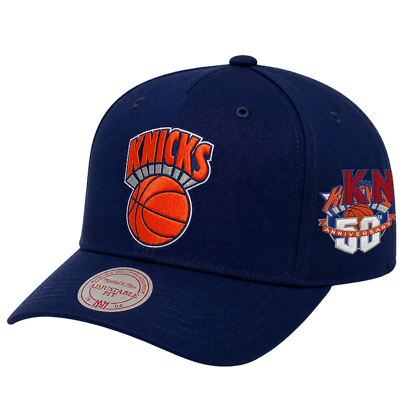 Casquette snapback Mitchell & Ness bleue New York Knicks Historic en satin pour homme