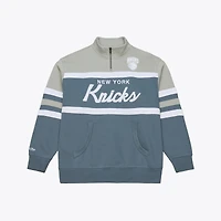 Veste à col zippé Mitchell & Ness bleue pour homme, modèle Thunderstorm des New York Knicks.