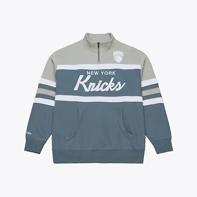 Veste à col zippé Mitchell & Ness bleue pour homme, modèle Thunderstorm des New York Knicks.