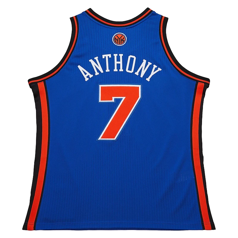 Maillot authentique Mitchell & Ness Carmelo Anthony bleu des New York Knicks 11 Hardwood Classics pour homme