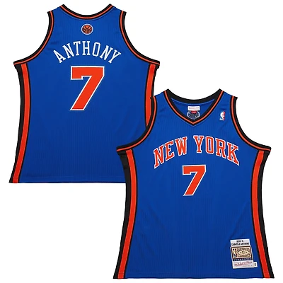 Maillot authentique Mitchell & Ness Carmelo Anthony bleu des New York Knicks 11 Hardwood Classics pour homme