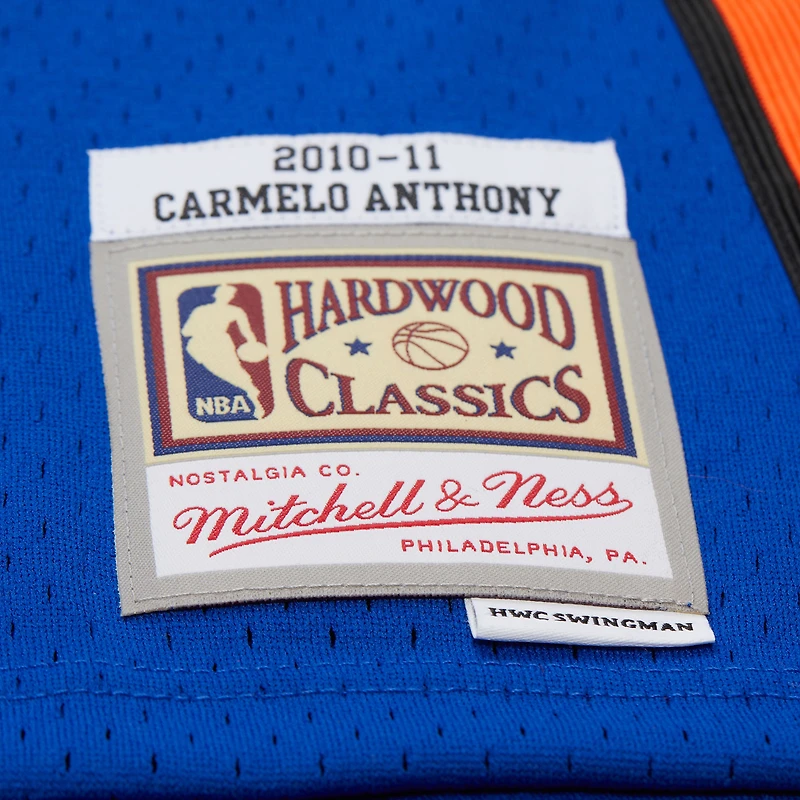 Maillot Swingman Mitchell & Ness Carmelo Anthony bleu New York Knicks 11 pour homme, grandes tailles