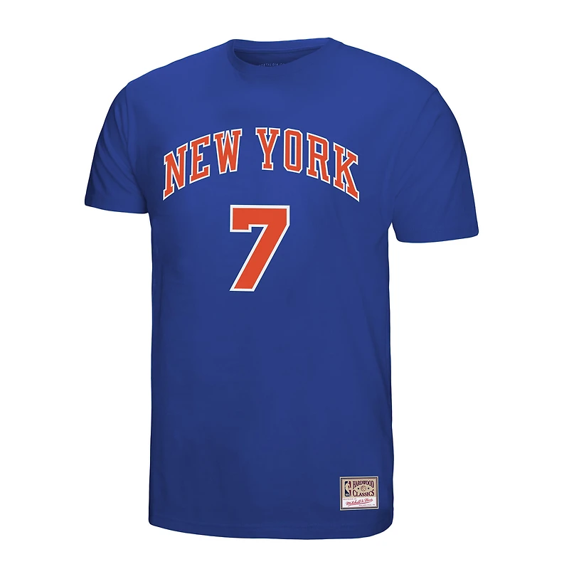 Men's Mitchell & Ness Carmelo Anthony Royal New York Knicks Hardwood Classics Retro Name Number T-Shirt