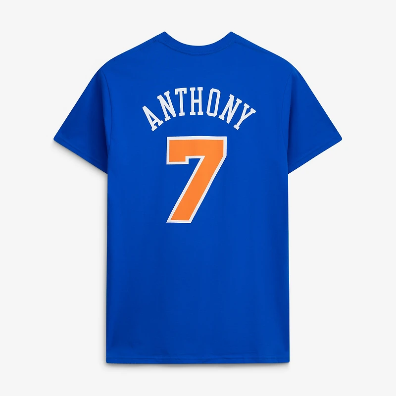 Men's Mitchell & Ness Carmelo Anthony Royal New York Knicks Hardwood Classics Retro Name Number T-Shirt