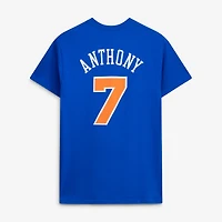Men's Mitchell & Ness Carmelo Anthony Royal New York Knicks Hardwood Classics Retro Name Number T-Shirt