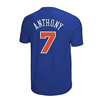 Men's Mitchell & Ness Carmelo Anthony Royal New York Knicks Hardwood Classics Retro Name Number T-Shirt