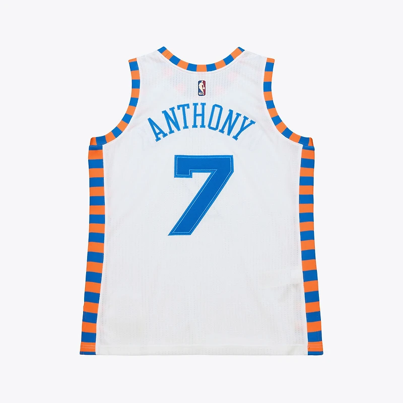 Maillot authentique Mitchell & Ness Carmelo Anthony White New York Knicks 2015-16 Hardwood Classics pour homme