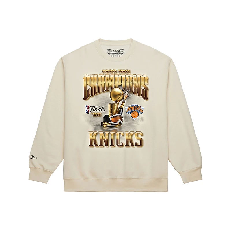 Men's Mitchell & Ness Cream New York Knicks 2026 NBA Finals Champions Crewneck Sweatshirt