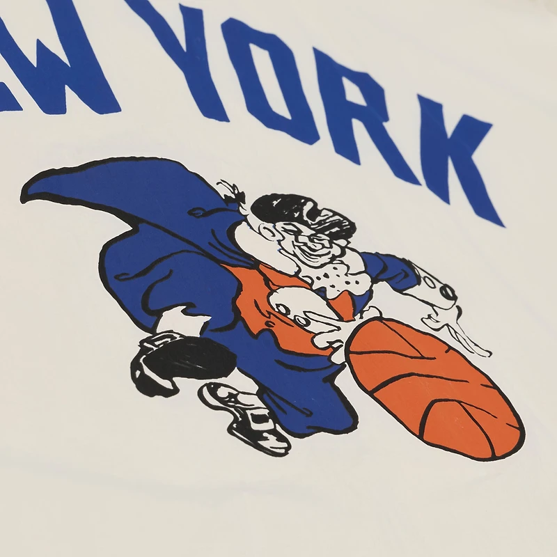 Veste de coach Mitchell & Ness crème pour homme, modèle rétro New York Knicks, fermeture à boutons-pression.