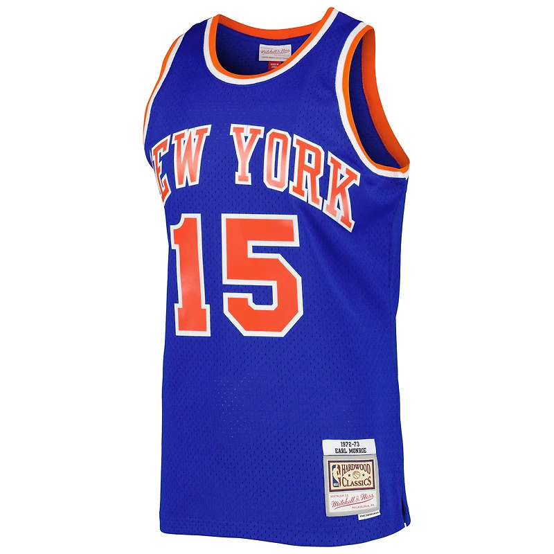 Men's Mitchell & Ness Earl Monroe Blue New York Knicks 1972/73 Hardwood Classics Swingman Jersey