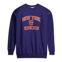 Sweat-shirt à col rond Mitchell & Ness Heather Blue New York Knicks Hardwood Classics pour homme, grandes tailles