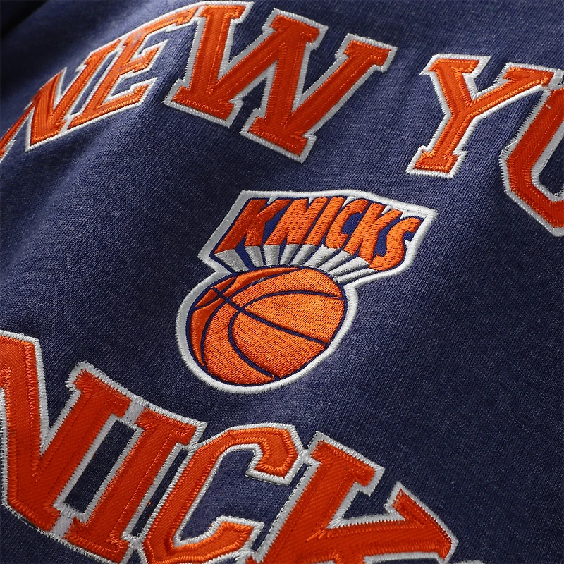 Sweat-shirt à col rond Mitchell & Ness Heather Blue New York Knicks Hardwood Classics pour homme, grandes tailles