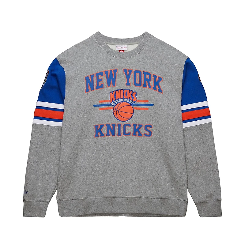 Sweat-shirt à capuche gris chiné pour homme Mitchell & Ness New York Knicks Hardwood Classics All Over 4.0