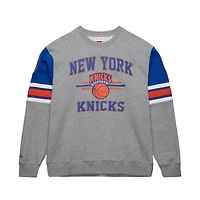 Sweat-shirt à capuche gris chiné pour homme Mitchell & Ness New York Knicks Hardwood Classics All Over 4.0