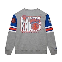 Sweat-shirt à capuche gris chiné pour homme Mitchell & Ness New York Knicks Hardwood Classics All Over 4.0
