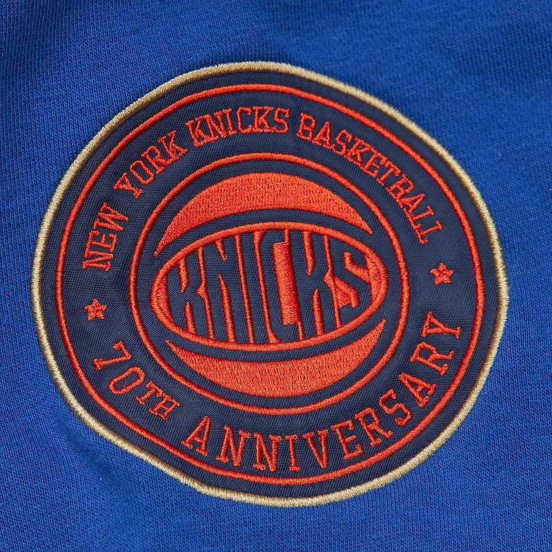 Sweat-shirt à capuche gris chiné pour homme Mitchell & Ness New York Knicks Hardwood Classics All Over 4.0