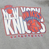 Sweat-shirt à capuche gris chiné pour homme Mitchell & Ness New York Knicks Hardwood Classics All Over 4.0