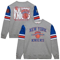 Sweat-shirt à capuche gris chiné pour homme Mitchell & Ness New York Knicks Hardwood Classics All Over 4.0