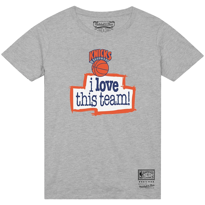 Men's Mitchell & Ness  Heather Gray New York Knicks I Love This Team T-Shirt