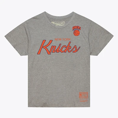 Men's Mitchell & Ness Heather Gray New York Knicks Vintage Wordmark Boxy T-Shirt