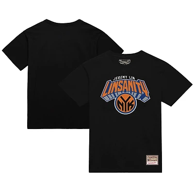 T-shirt noir Mitchell & Ness Jeremy Lin pour homme avec logo Linsanity des New York Knicks