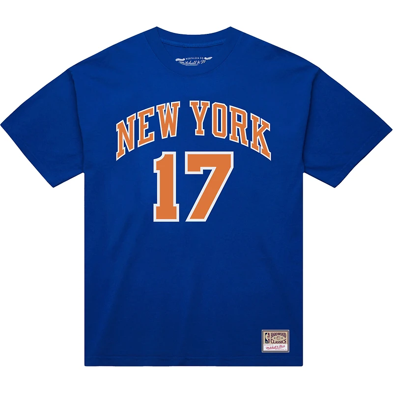 T-shirt bleu Mitchell & Ness Jeremy Lin pour homme, avec nom et numéro des New York Knicks