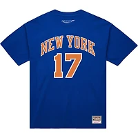 T-shirt bleu Mitchell & Ness Jeremy Lin pour homme, avec nom et numéro des New York Knicks