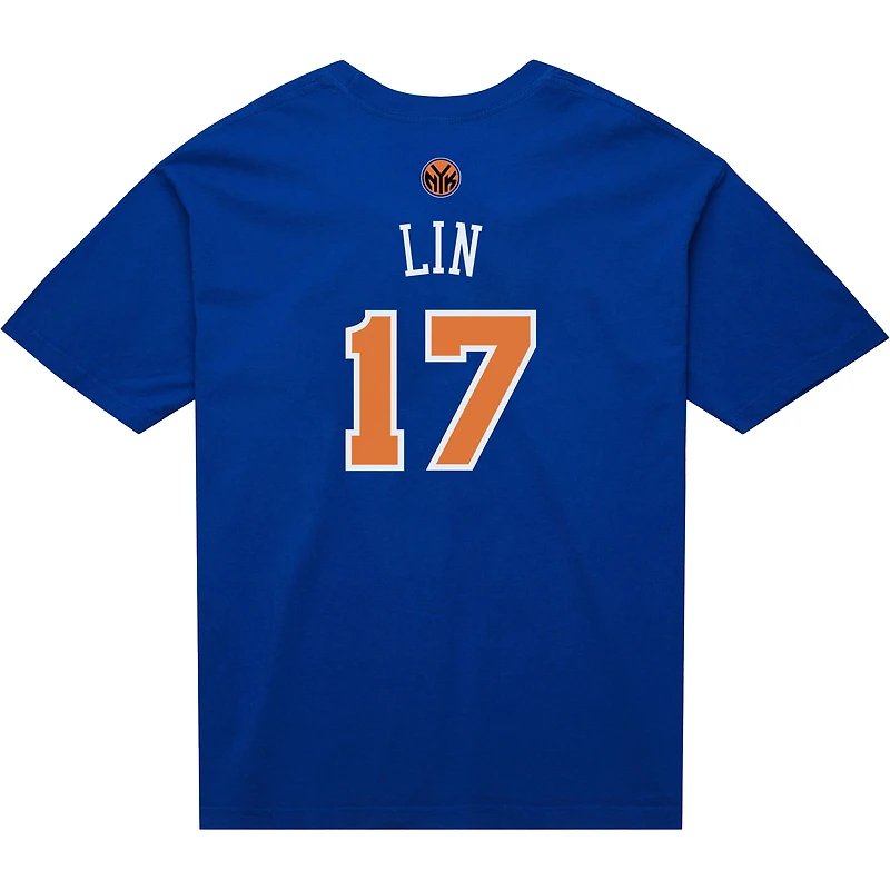 Men's Mitchell & Ness Jeremy Lin Blue New York Knicks Name Number T-Shirt