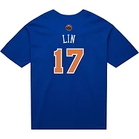 Men's Mitchell & Ness Jeremy Lin Blue New York Knicks Name Number T-Shirt